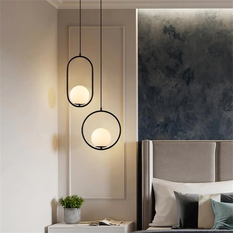 Minimalist Mila Pendant Lamp - Oval Hanging Light for Bedroom Bedside