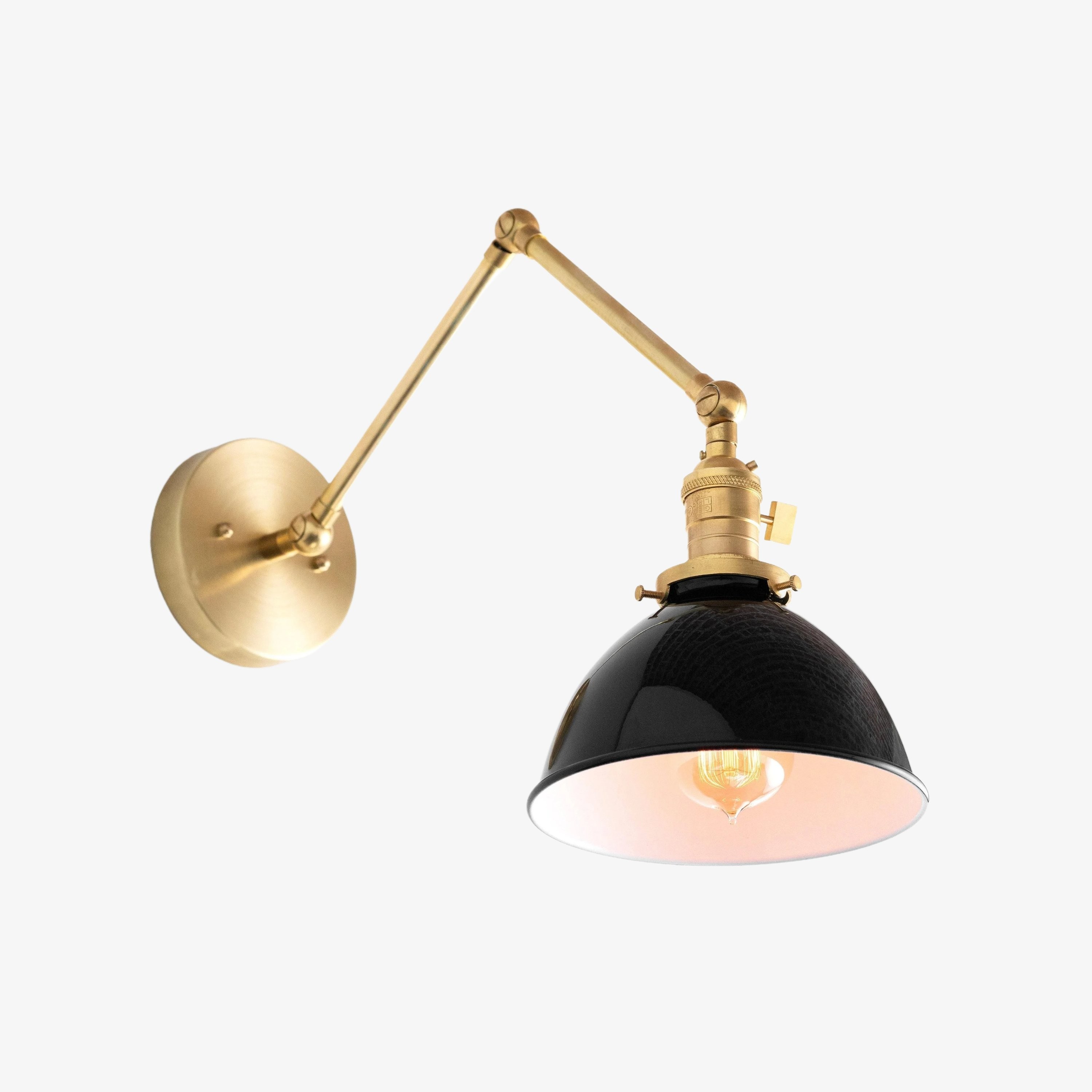 Conique Metal Vintage Industrial Swing Arm Wall Lamp - Adjustable Dome Shade for Study K1467