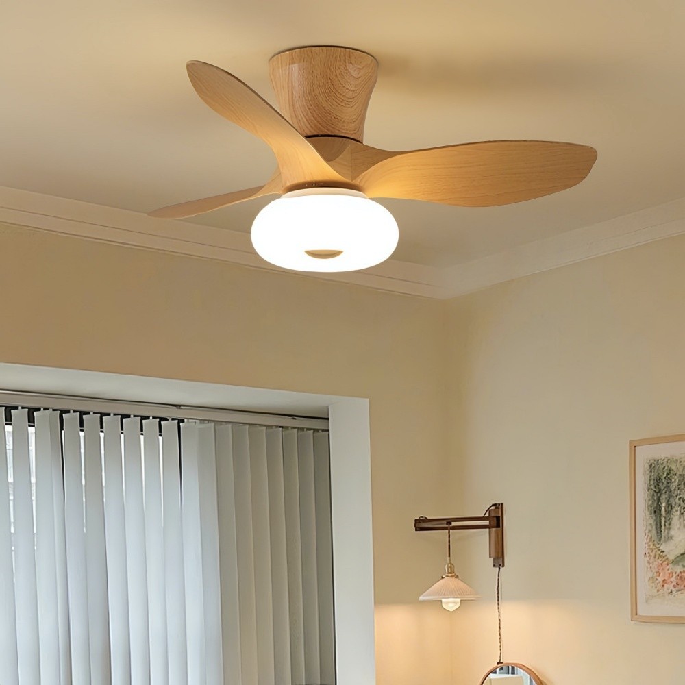 Modern Cream Quiet Led Ceiling Fan Light For Bedroom K1113