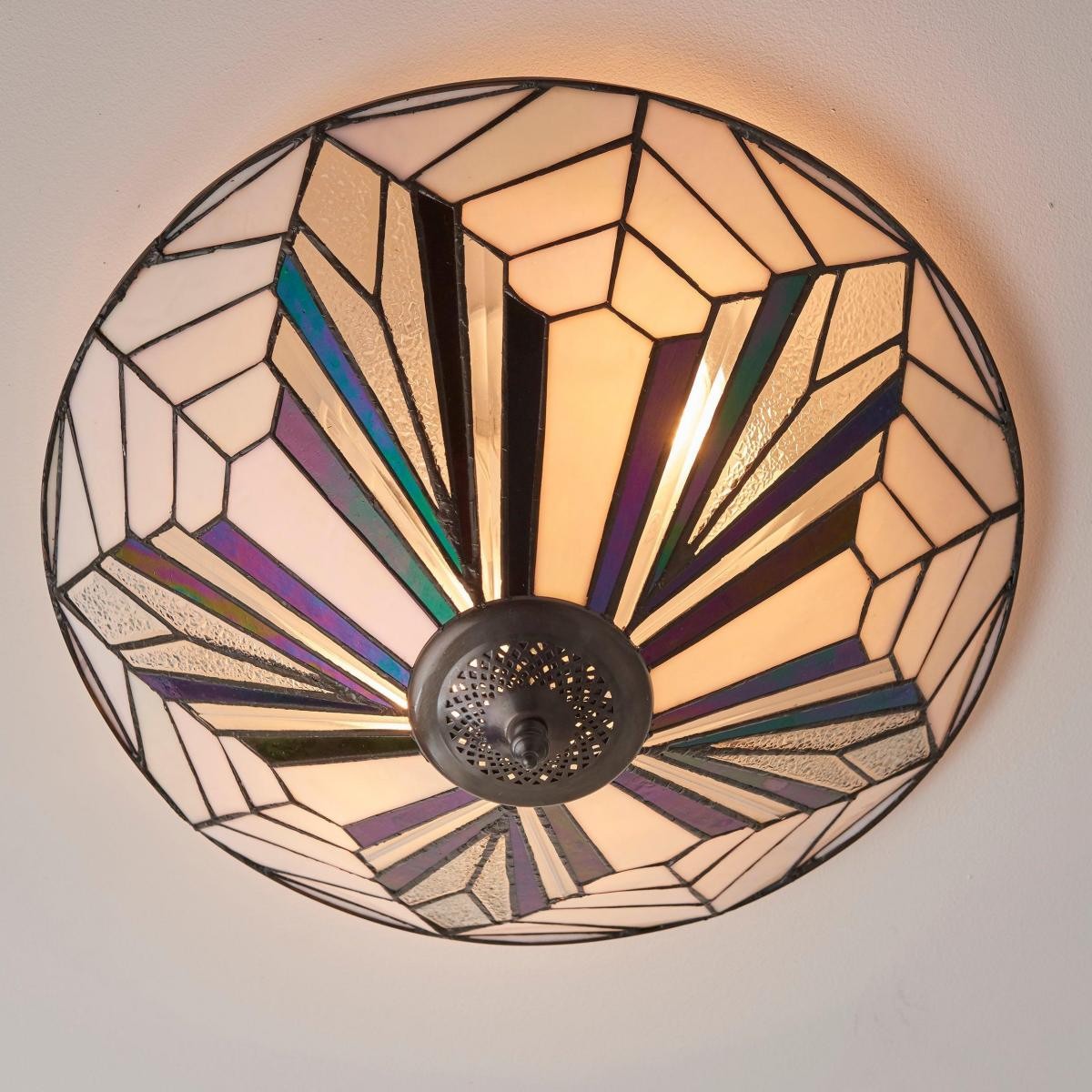 TF Astoria Modern Deco Flush Mount Ceiling Light with Textured Glass - Elegant Home Lighting Fixture K2017