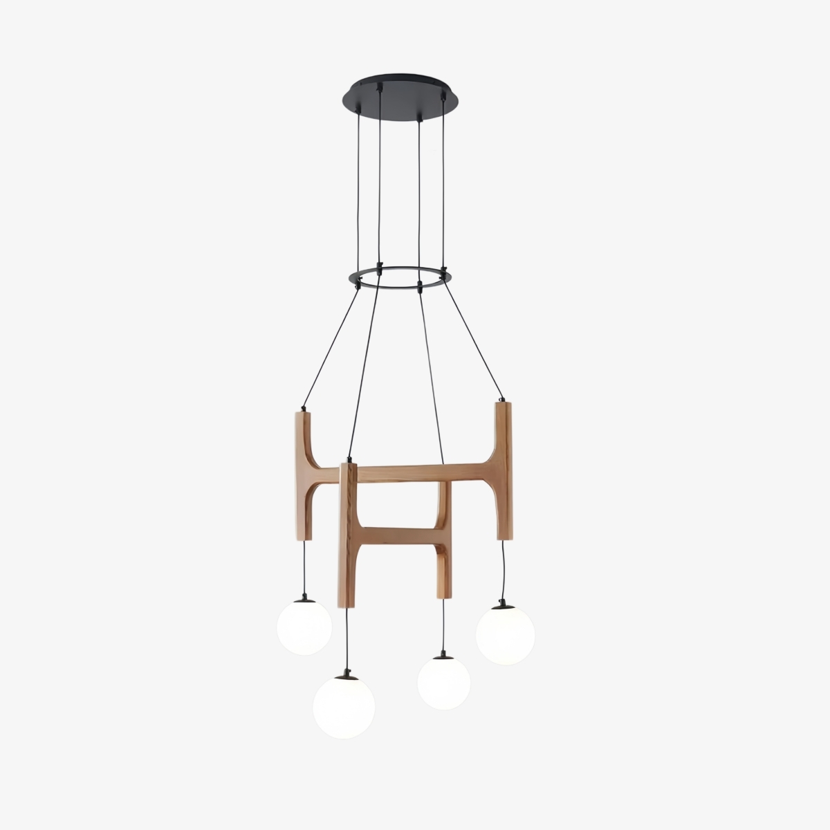 Auralith Wood Chandelier Multi Arm Fixture - Modern Natural Lighting for Living and Dining K2324