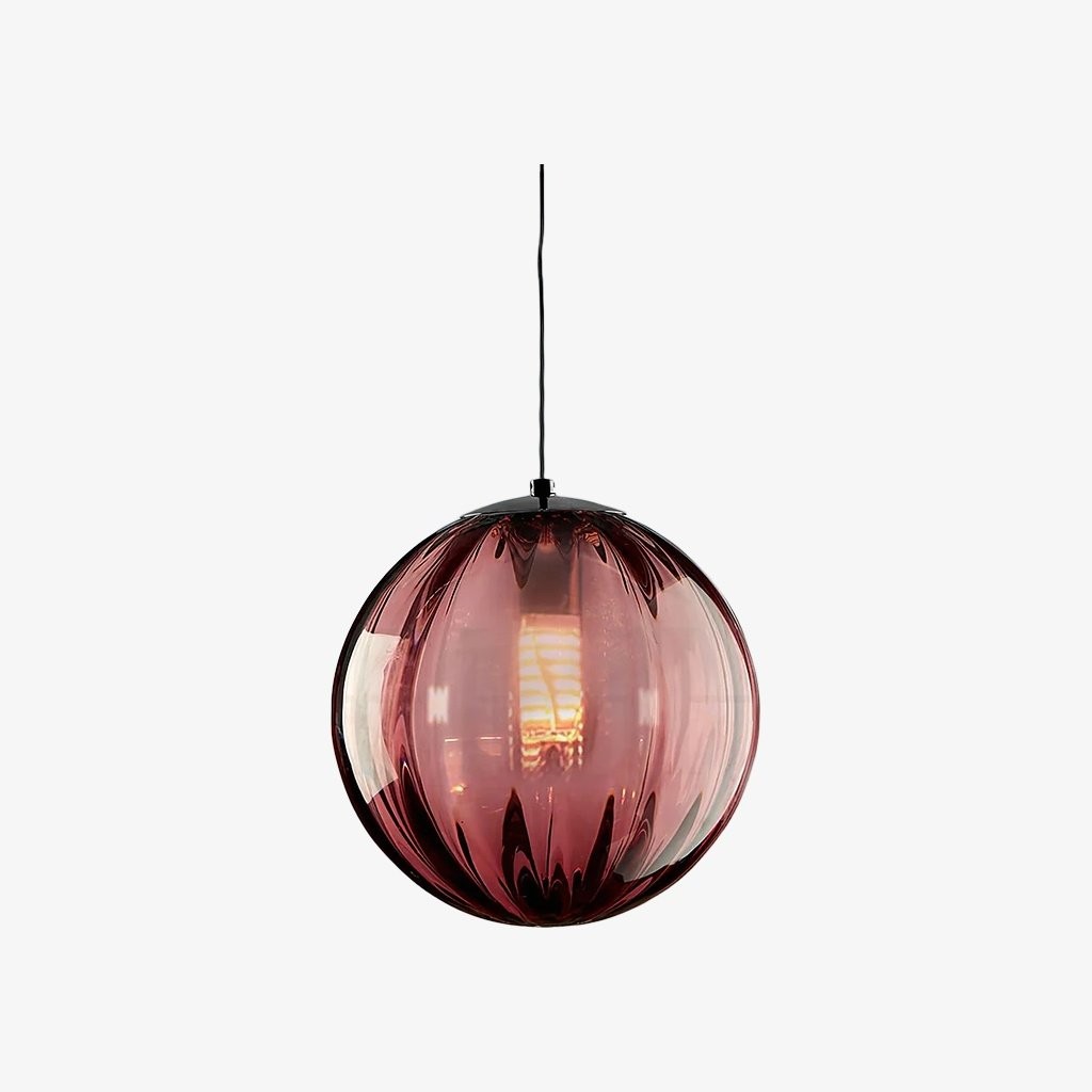Lunorie Metal and Glass Globe Pendant Light for Dining Area Kitchen Island K2147