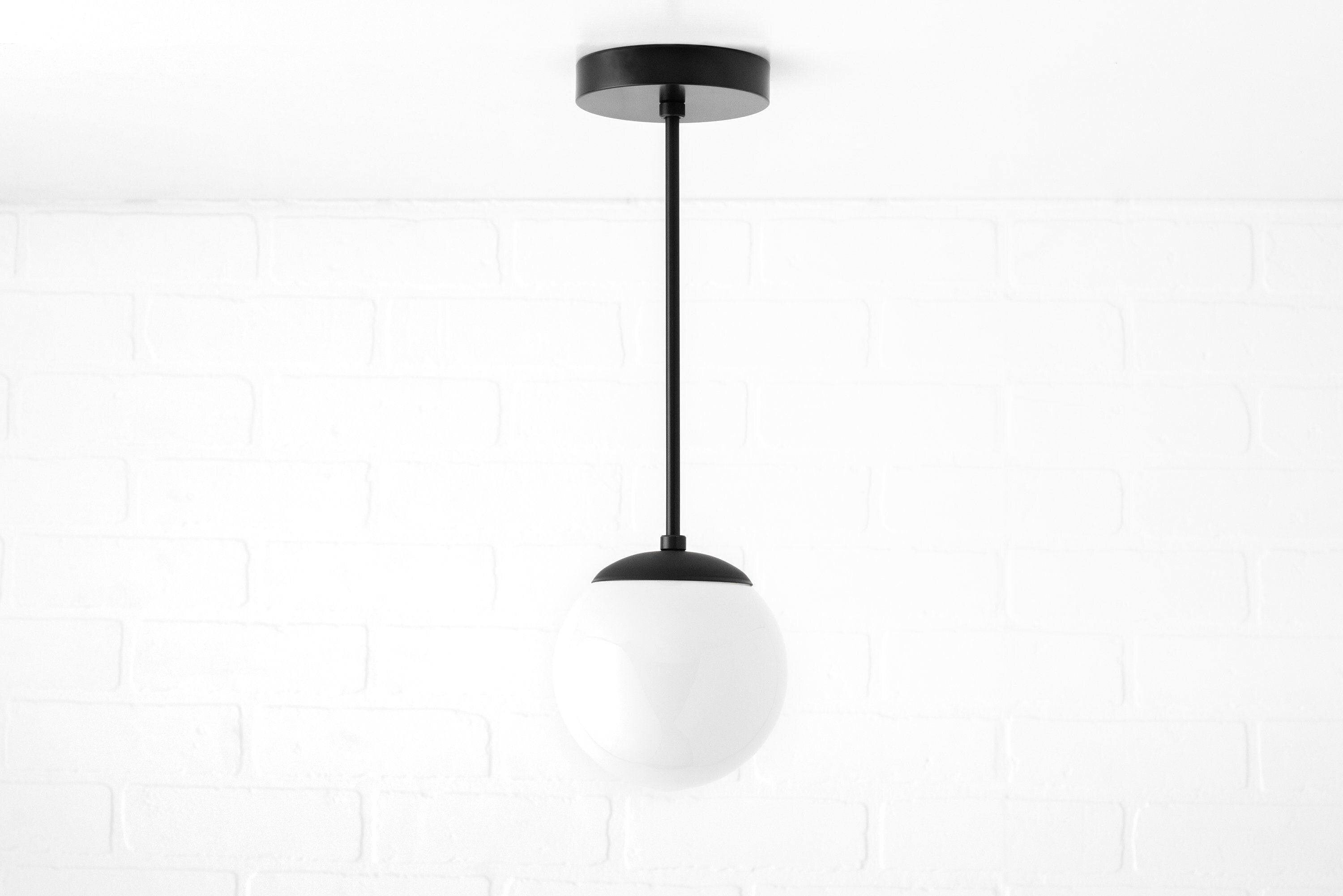 Glorica Glass White Globe Pendant Light - Mid Century Modern Glass Hanging Fixture K1450