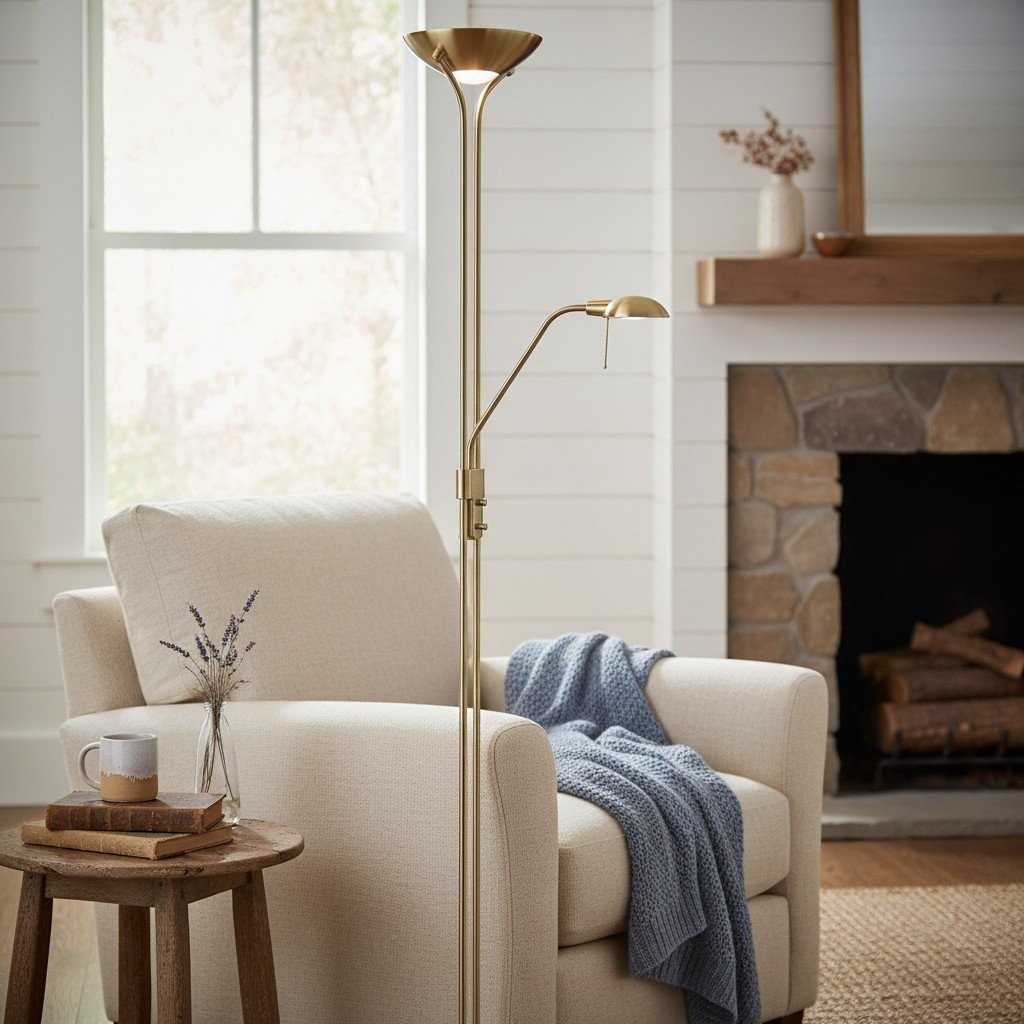 Linexis Art Deco Metal & Opal Glass Floor Lamp - Dual-Light Design for Modern Interiors K1910