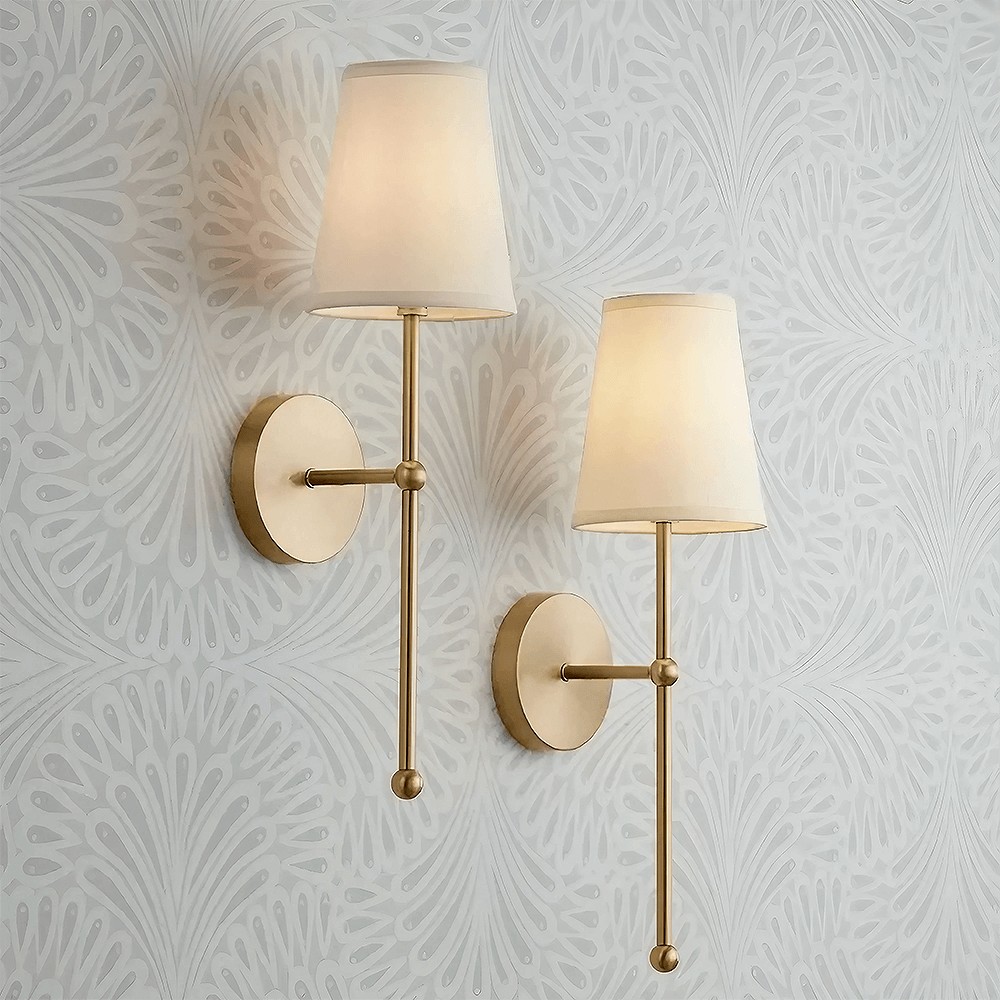 Meshara Elegance Modern Brass Fabric Wall Lamp - Indoor Lighting for Bedroom K834