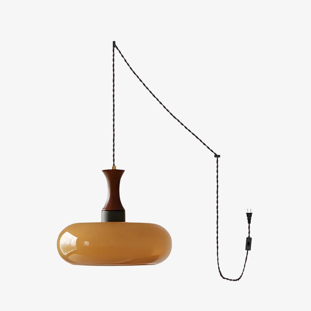 Velora Scandinavian Farmhouse Pendant with Glass Shade Modern Plug-In Design K2333