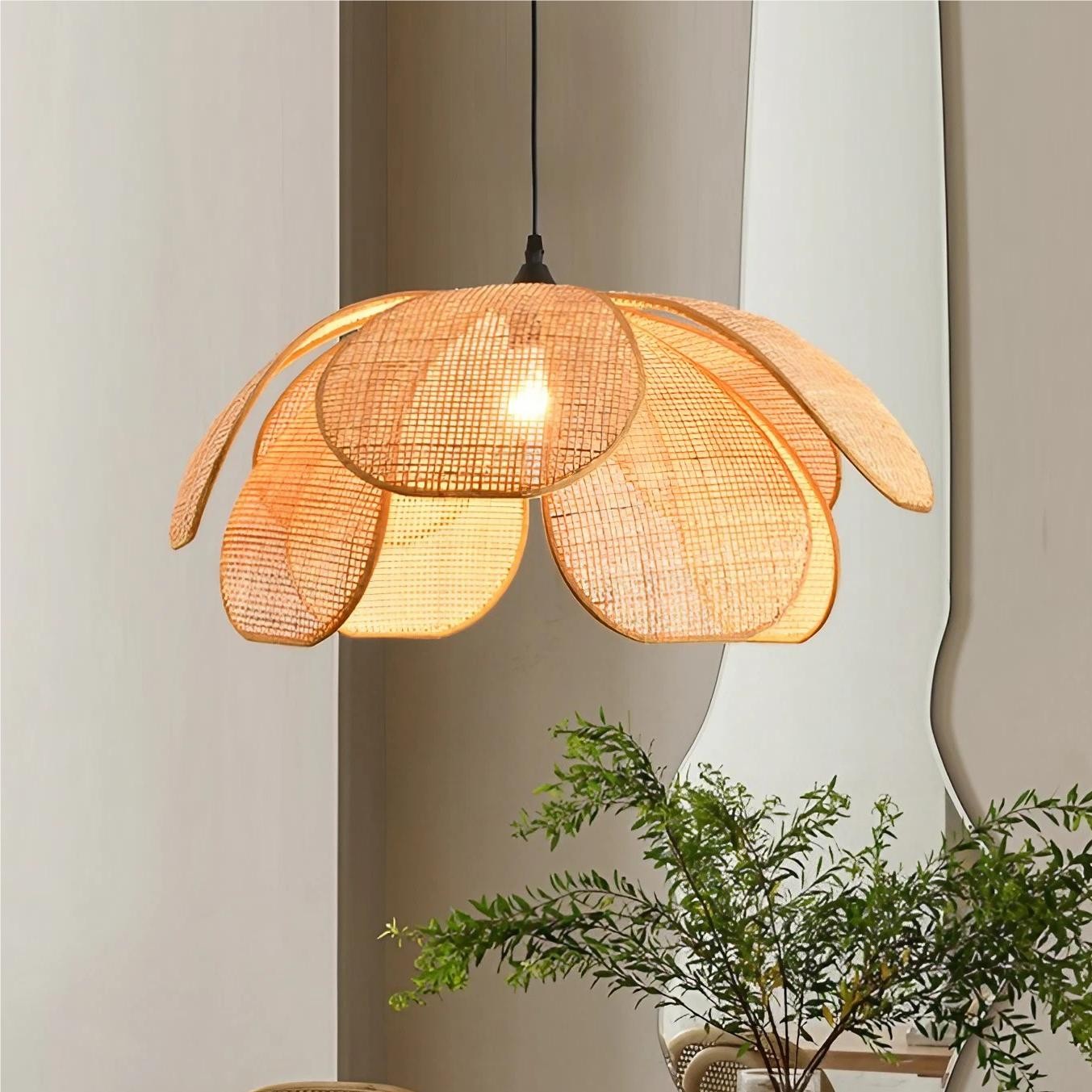 Rustic Petal Design Rattan Chandelier K75