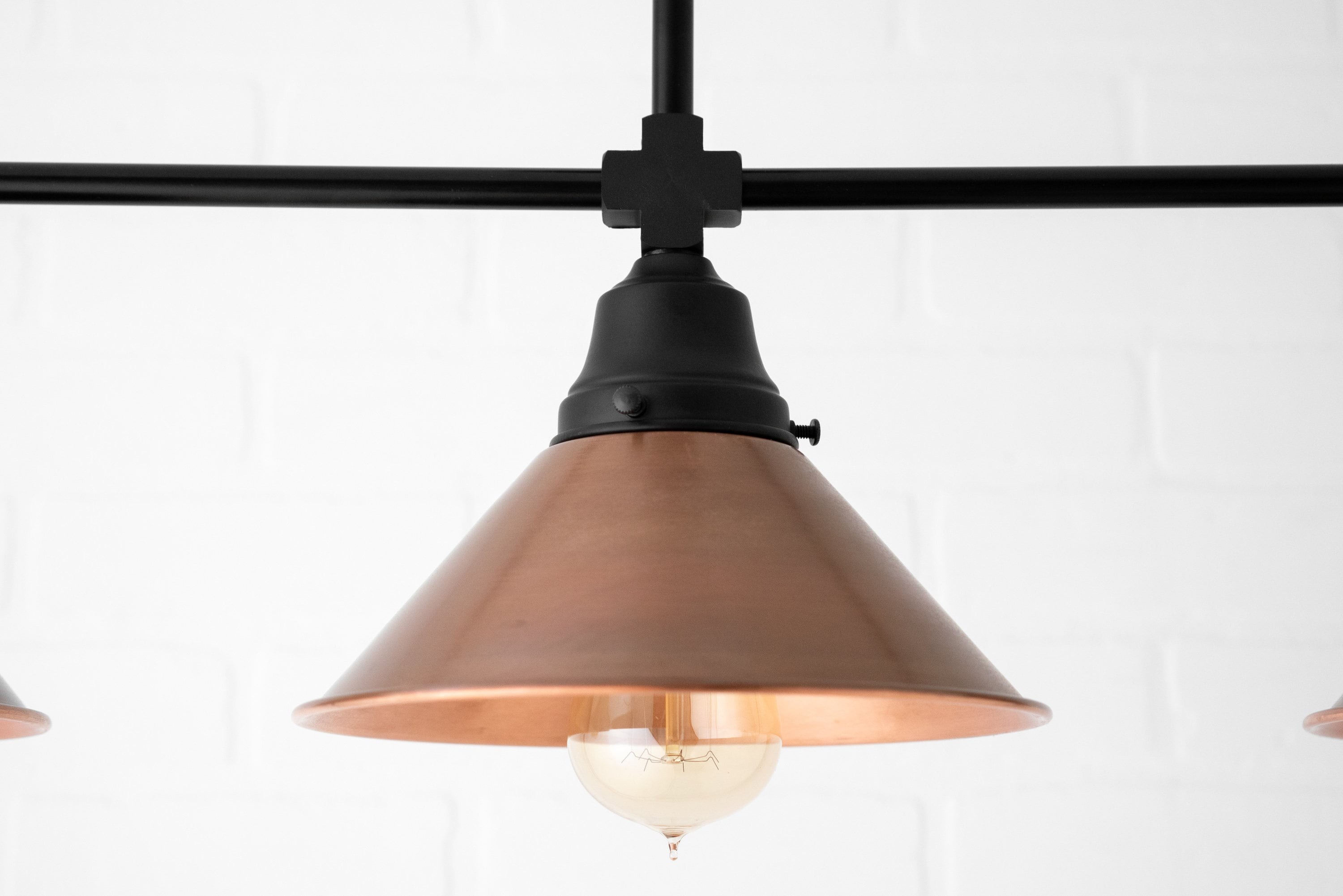 Conique Metal Hand-Aged Copper Chandelier - 3 Light Industrial Pendant - Island Lighting K1478