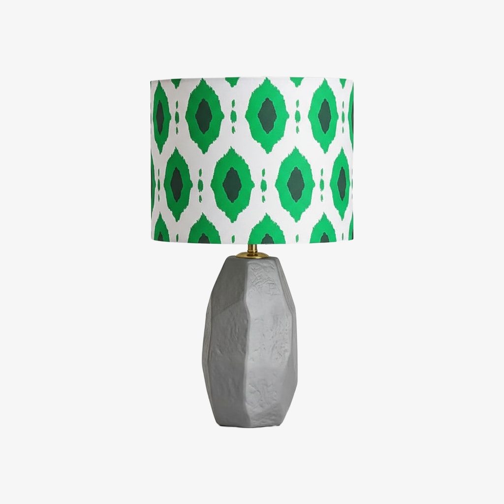 Arivane Ceramic Fabric Shade Table Lamp - Geometric Patterns Shade Table Light for Bedroom K2356