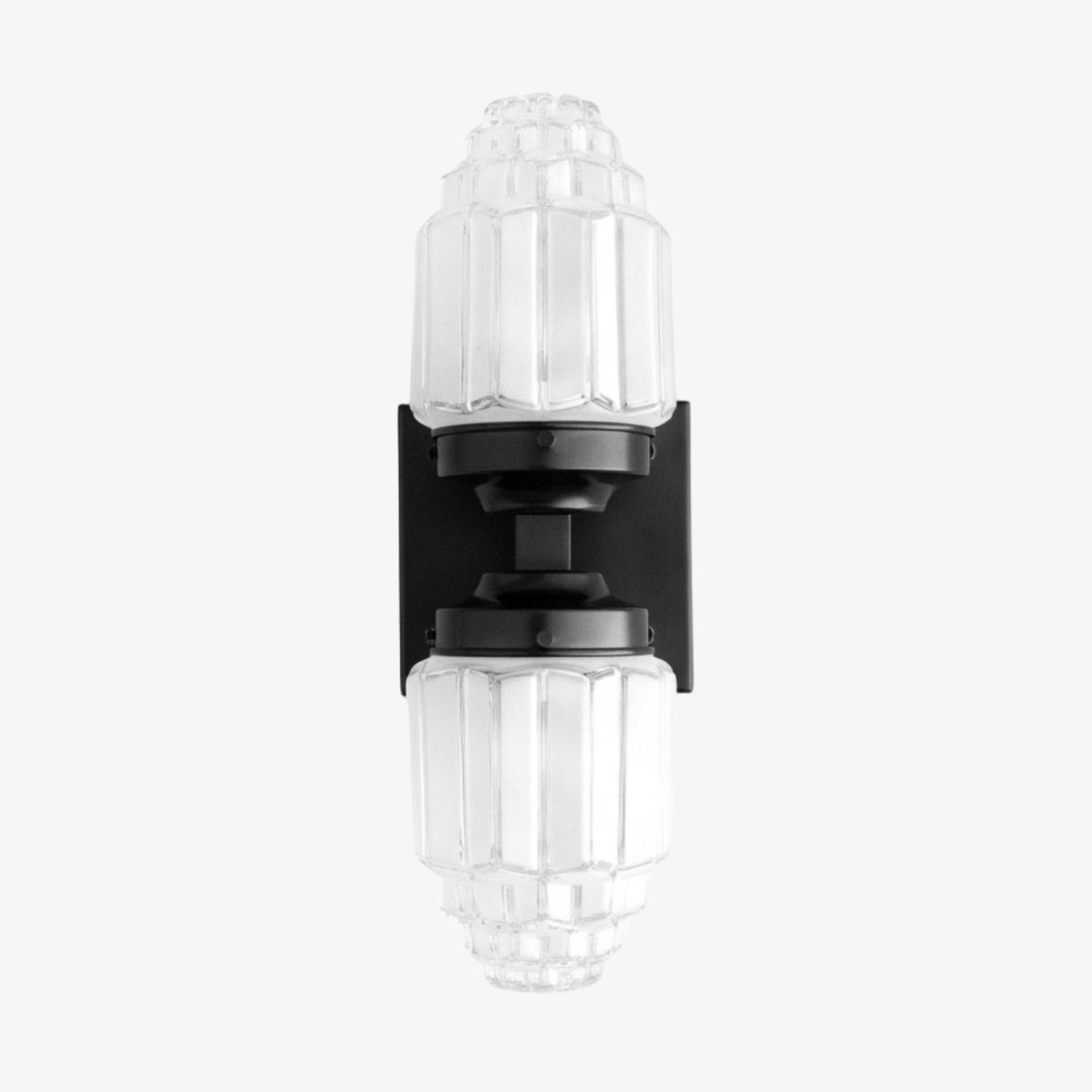 Tierlux Glass Art Deco Wall Sconce - Glass Frosted Globes with Skyscraper Globe K1471