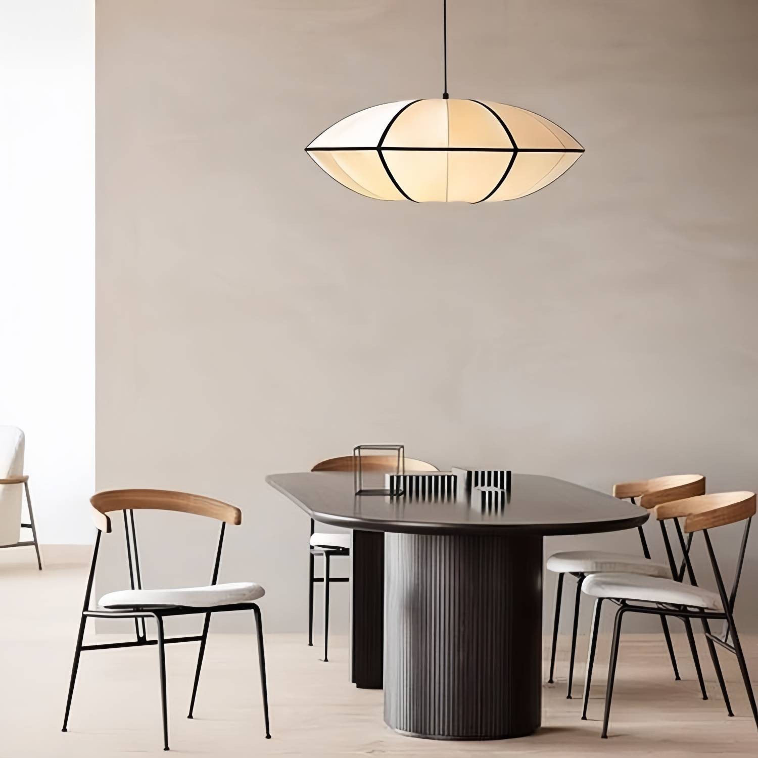 Scandinavian Textile Bubble Pendant Light – Warm Ambient Illumination K127