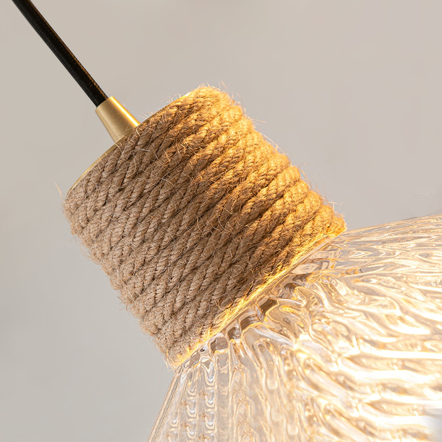 Hemp Rope Glass Pendant Lamp K1031
