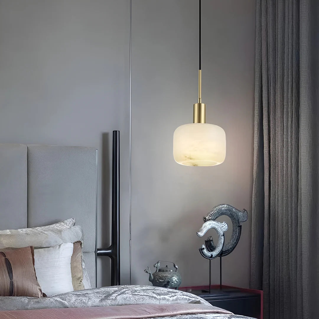 Velia Acorn Alabaster Minimalist Pendant Light D944