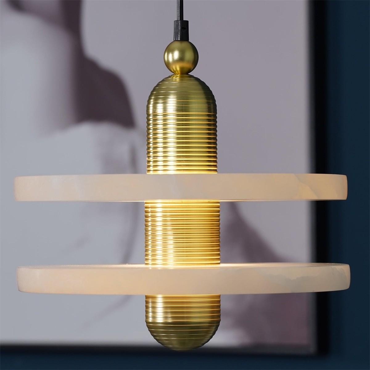 Elegant Disc Alabaster Pendant Light K211