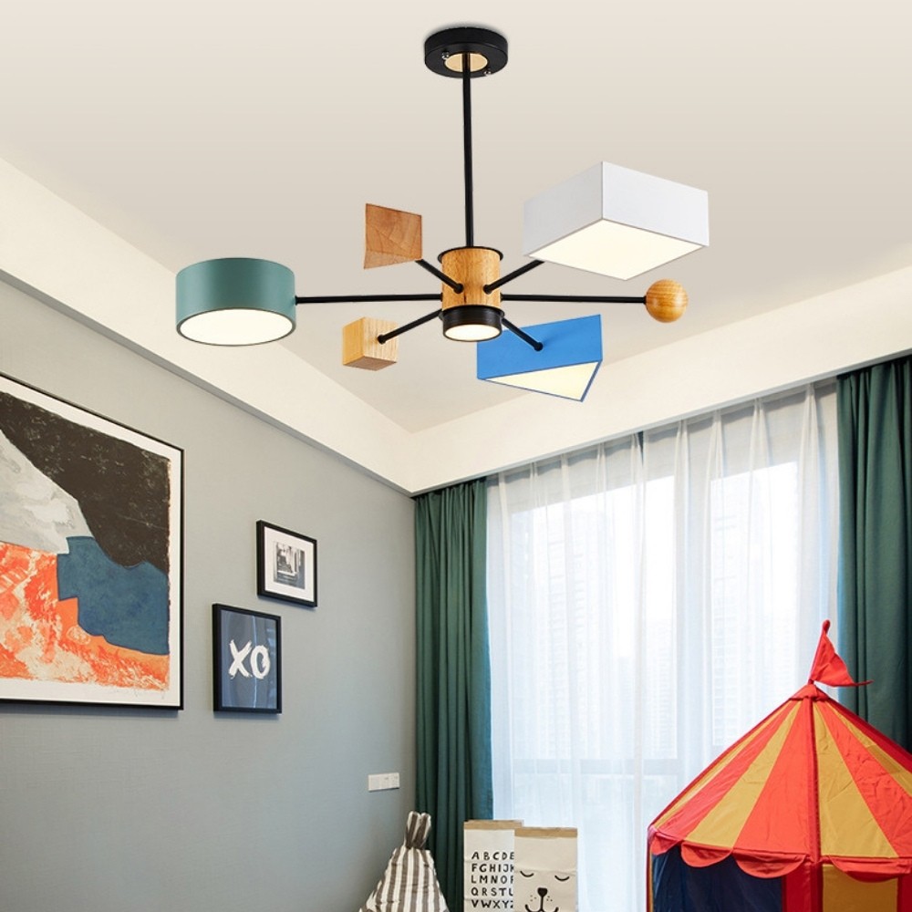 Colorful Wood Blocks 4 Lights Chandelier K937