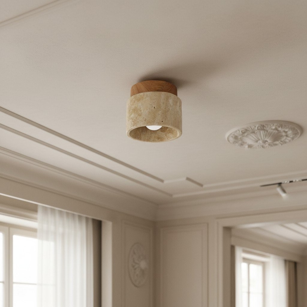 Travira Wabi Sabi Ceiling Light Organic Textured Marble Ceiling Lamp for Hallway K2080
