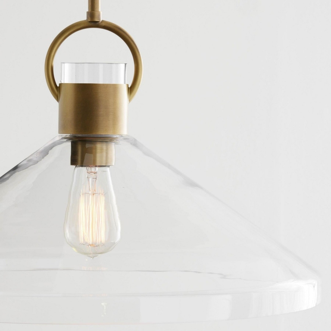 Orvessa Elegant Cone Pendant Light - Clear Glass Pendant Lamp for Kitchen K2360