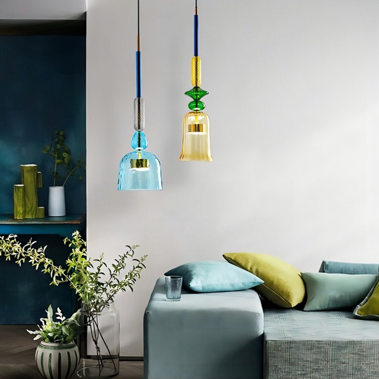 Nordic Macaron Flauti Ribbed Glass Pendant Light K126