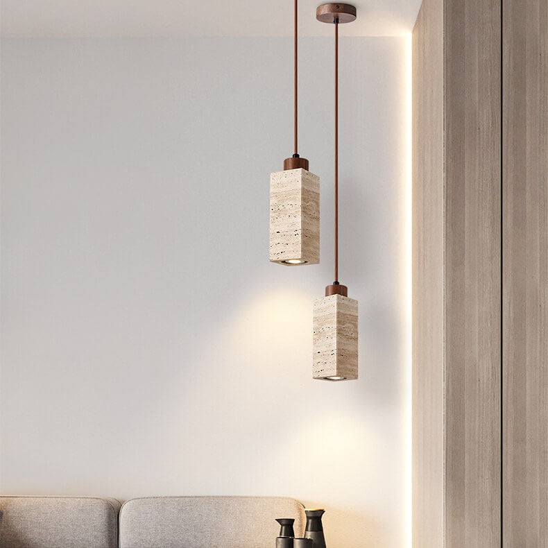 Wabi Sabi Solid Wood Stone Pendant Light K845