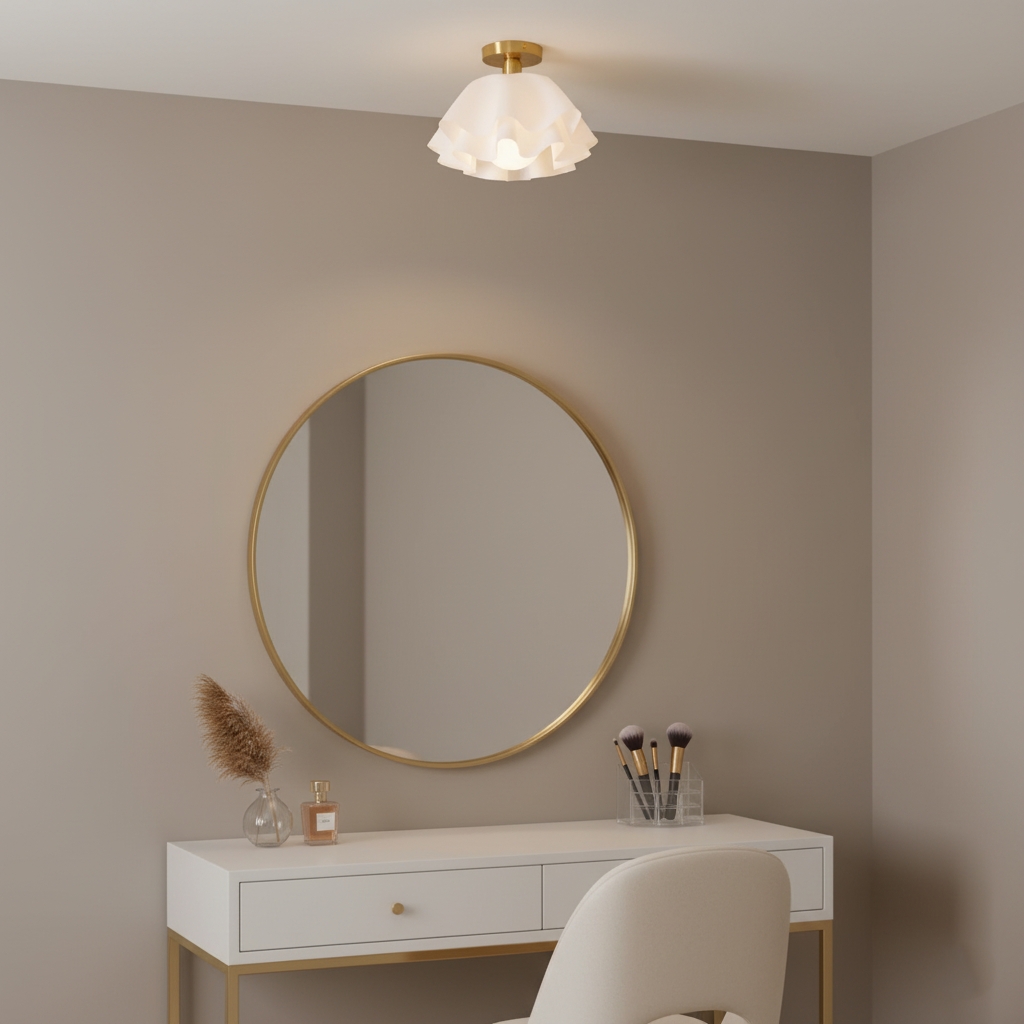 Lustra Pleated Retro Brass Acrylic Ceiling Light D959