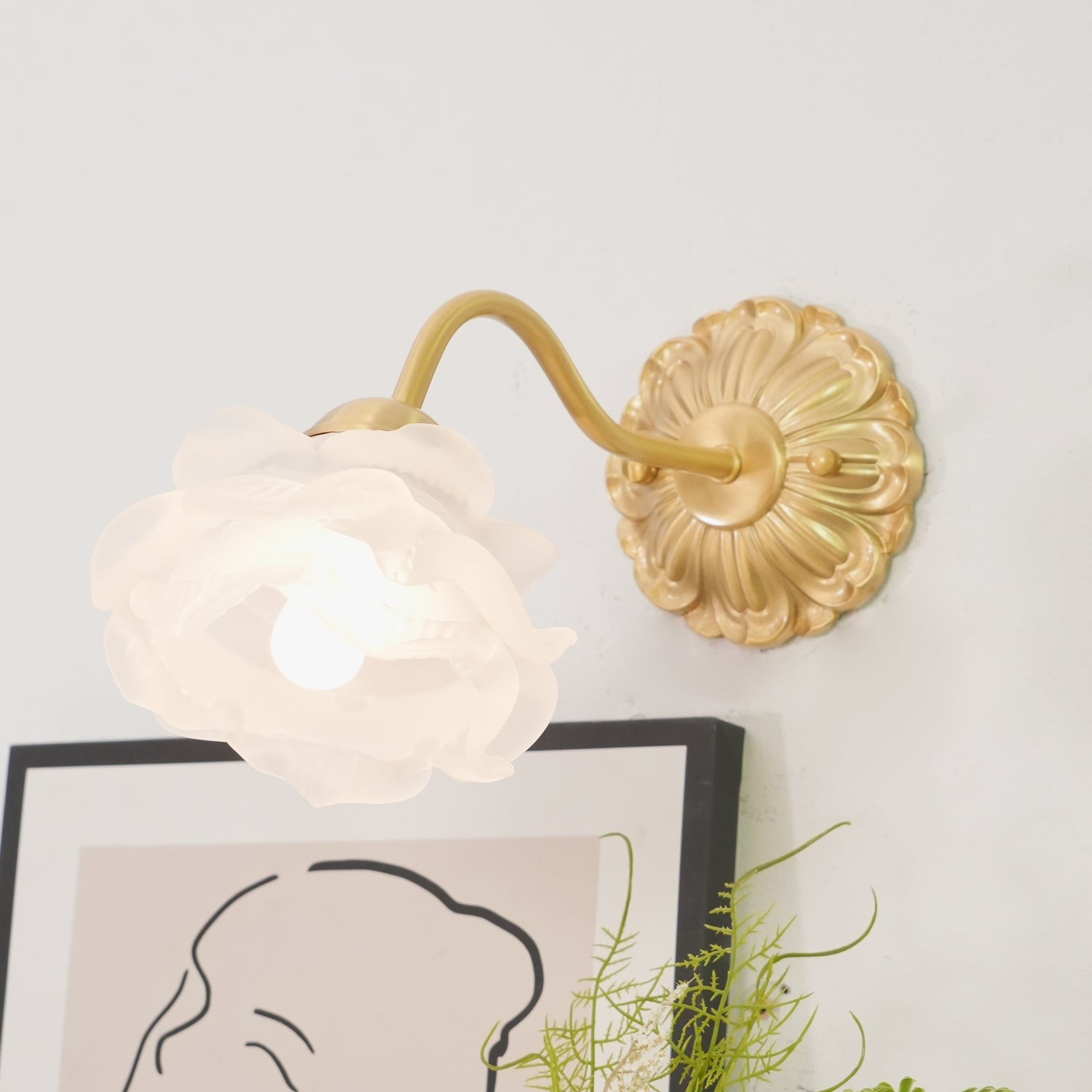 Brass Rose Wall Light K277