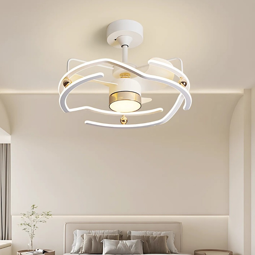 Modern White Led Ceiling Fan Light For Dining Room K1103