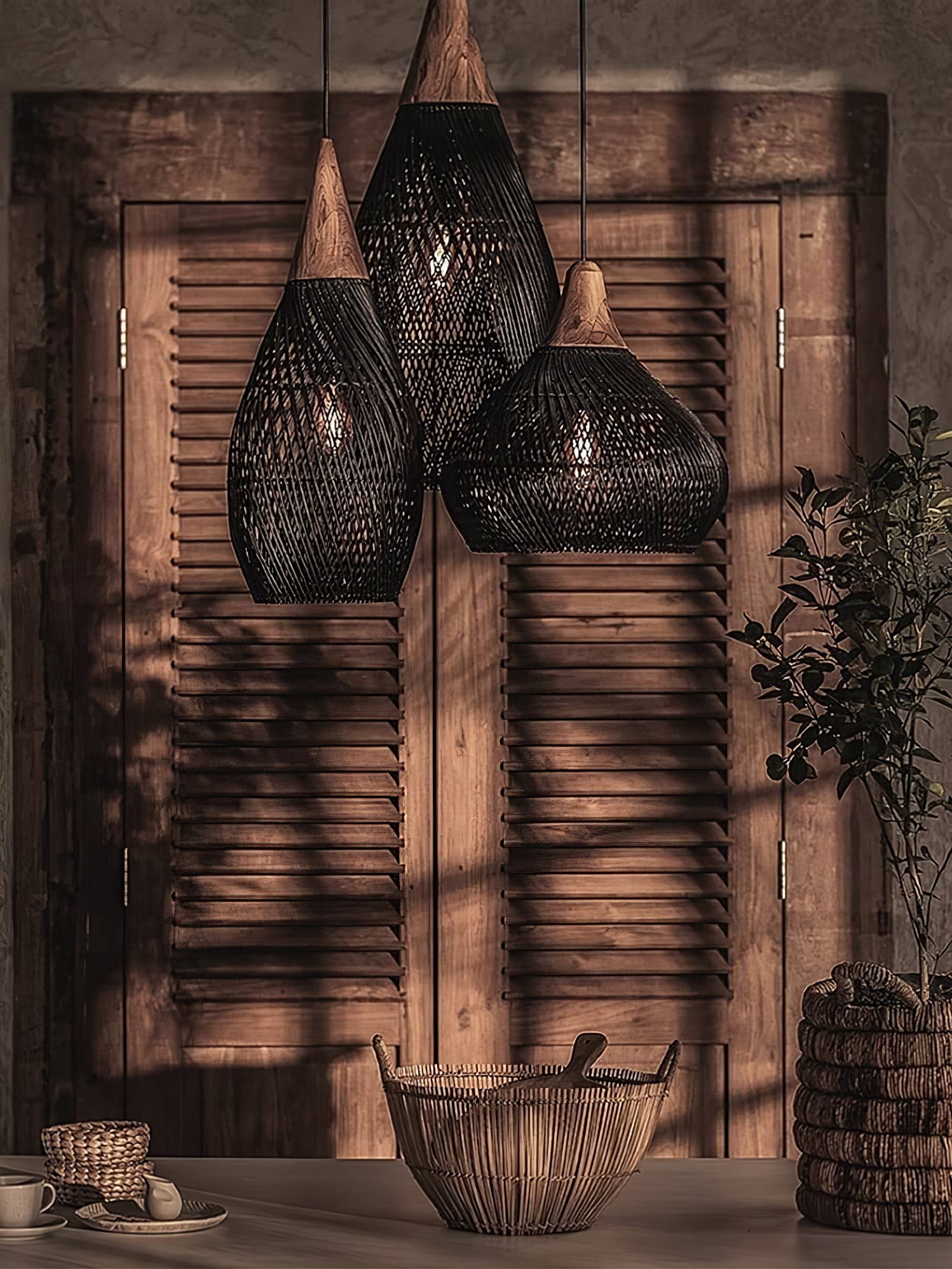 Harp Braided Rattan Pendant Lamp K1175