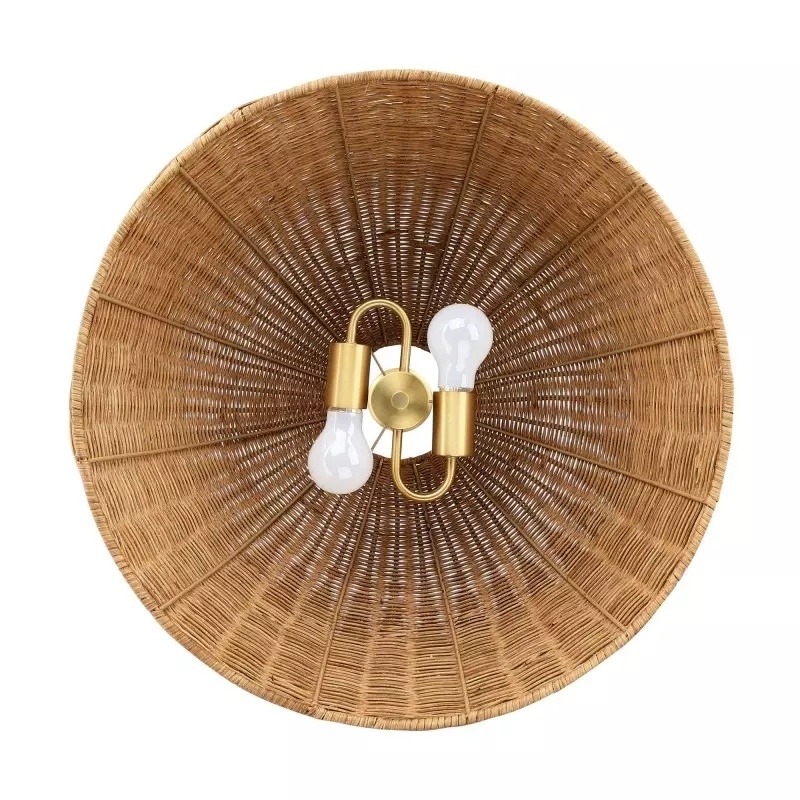Welanery Dome Pendant Light - Modern Rattan Shade Lamp for Dining Room K2403