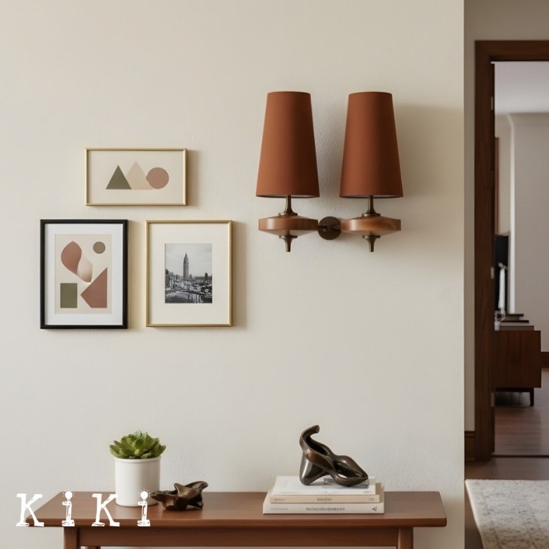 Hour Retro Wood Metal Wall Lamp – Elegant Fabric Accent Lighting for Living Spaces K1208