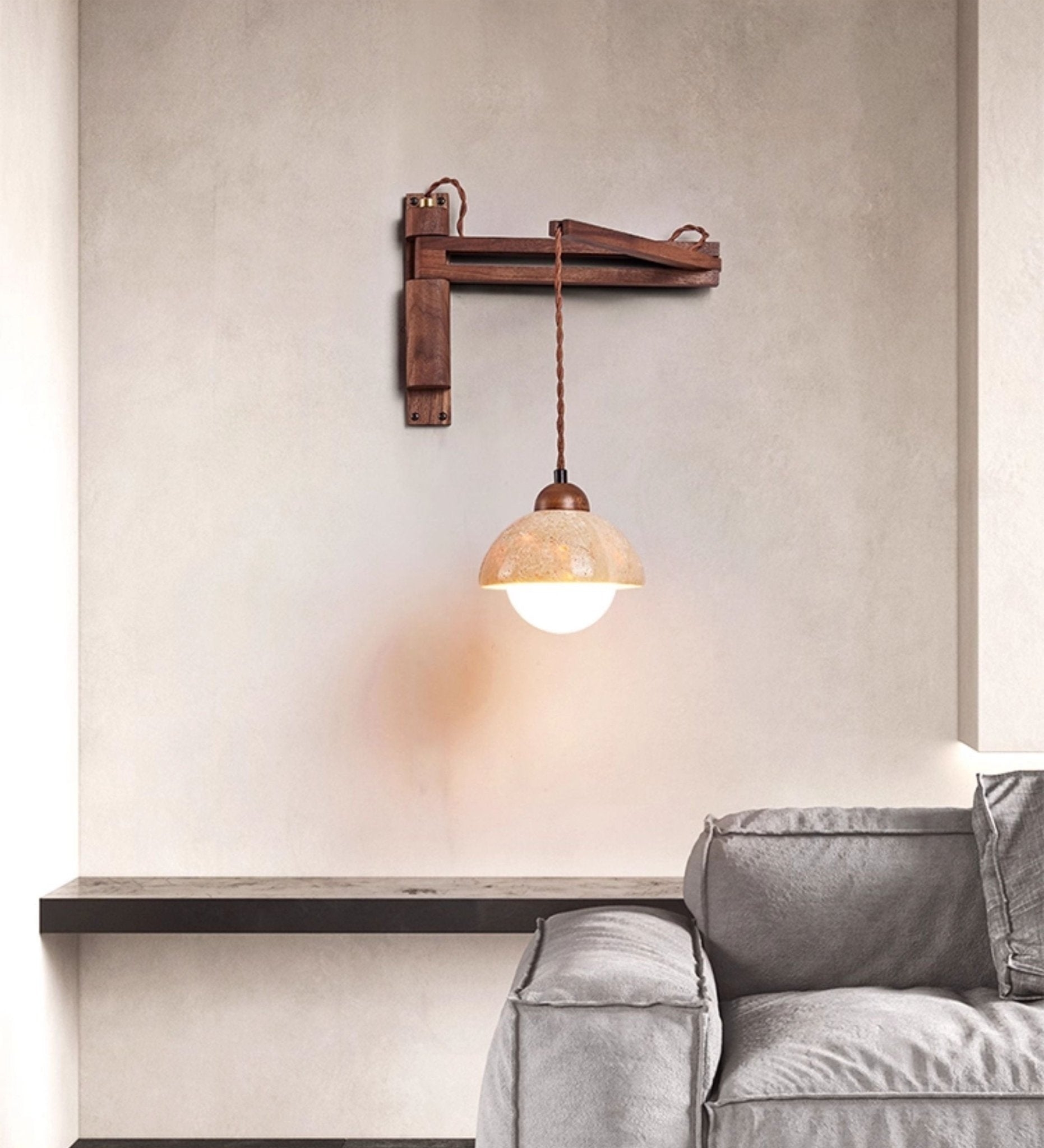 Adjustable Travertine Dome Wall Sconce D382