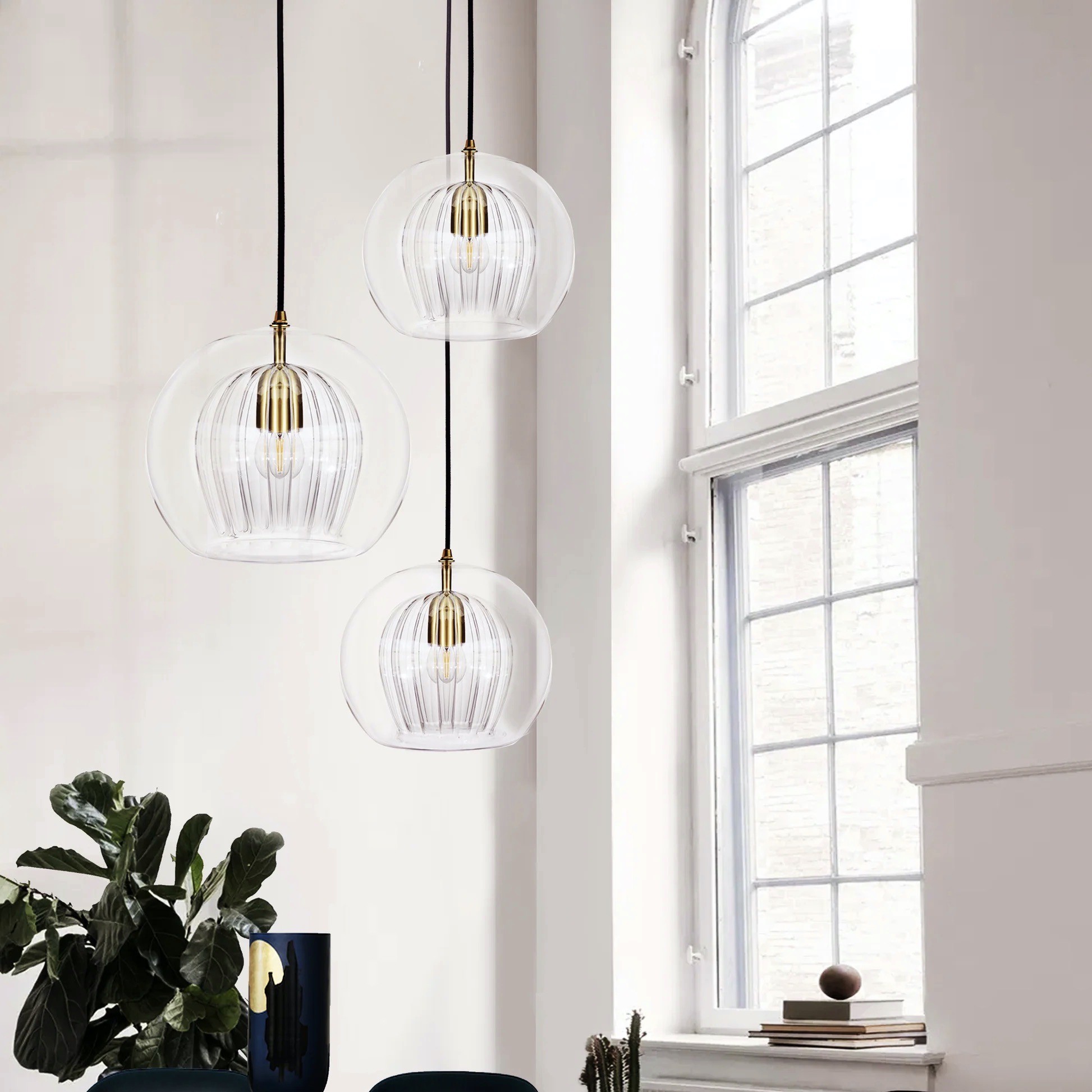 Modern Pleated Glass Pendant Light K862