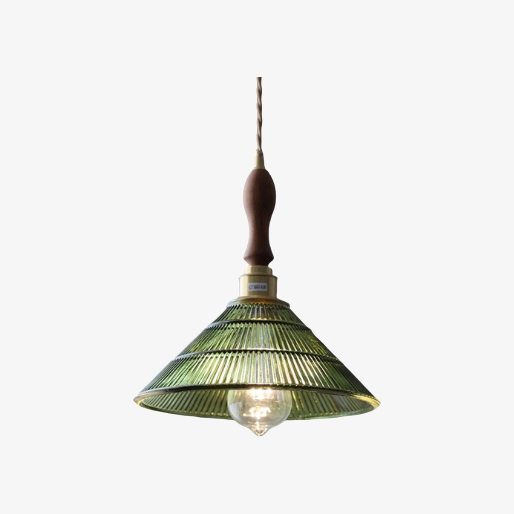 Ribilux Ribbed Pendant Light - Vintage Glass and Metal for Kitchen and Dining Room K2280