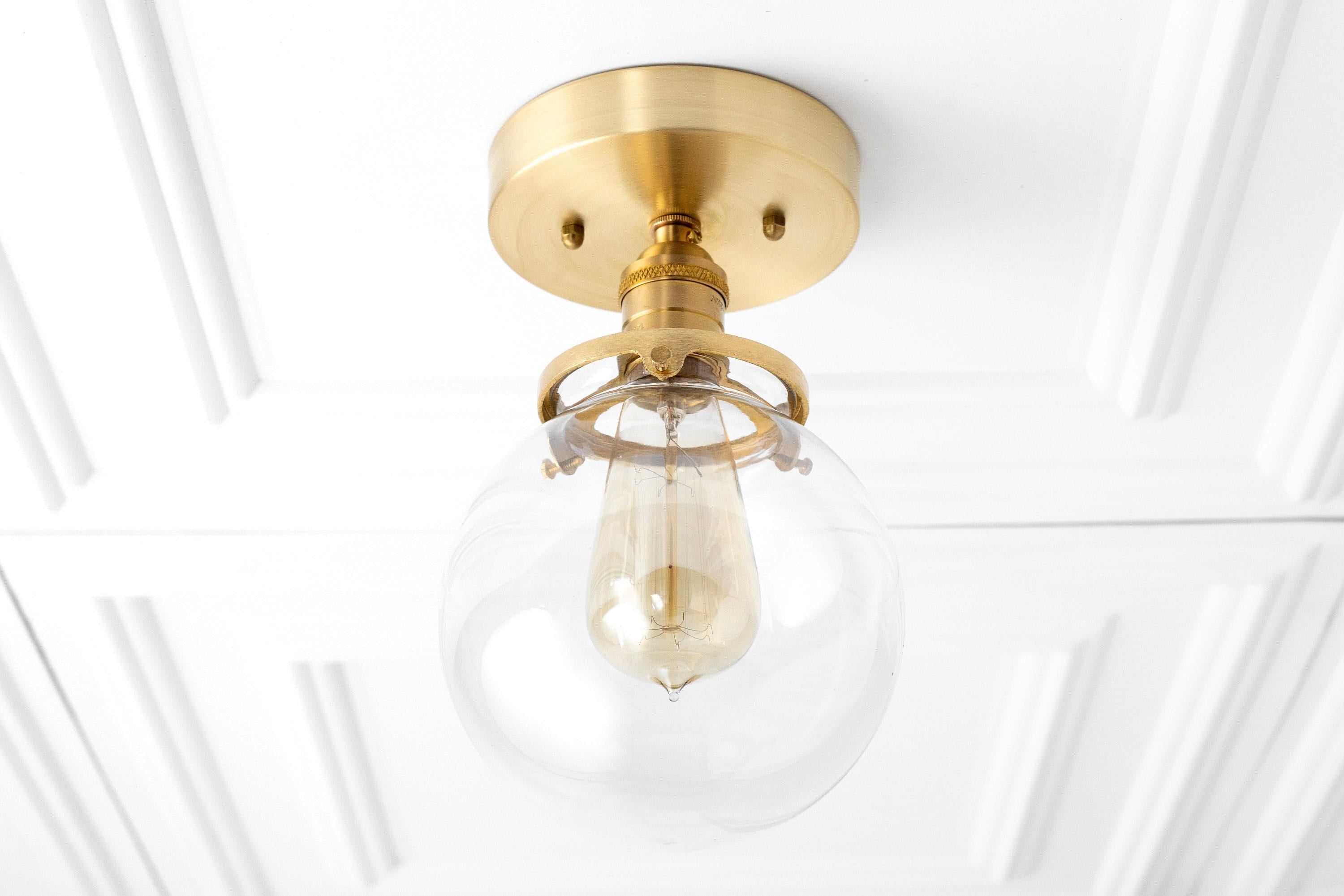 Glorica Glass Retro Globe Ceiling Light - Vintage Industrial Home Lighting K1509