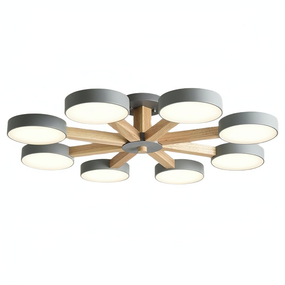 Multiple Round Wood Branched Ceiling Lamp K938