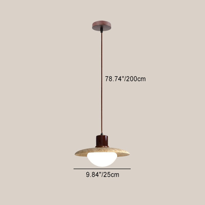 Traditional Japanese Travertine Wood Pendant Lamp K723