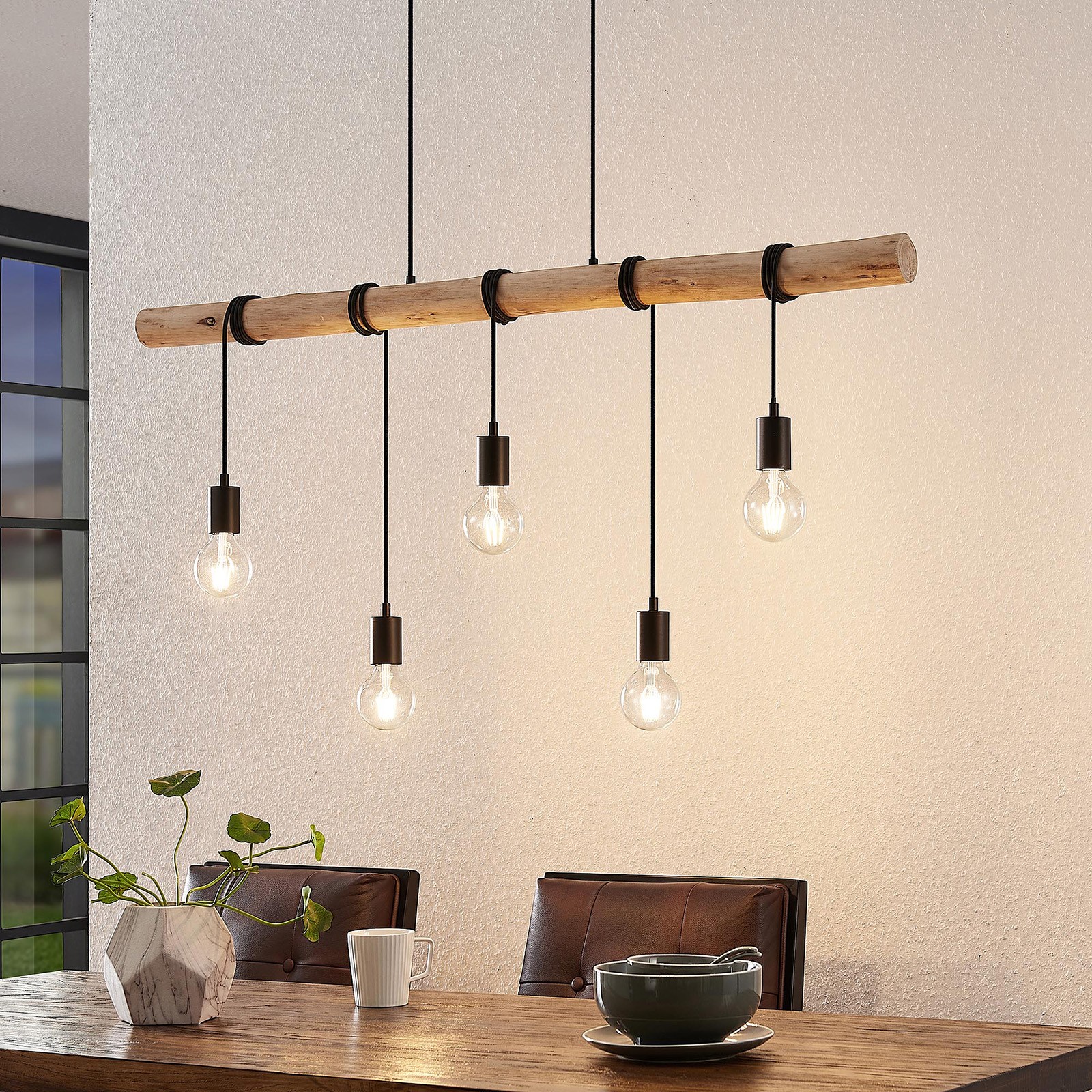 TOWNSHEND 4 Light Wooden Pendant Lamp