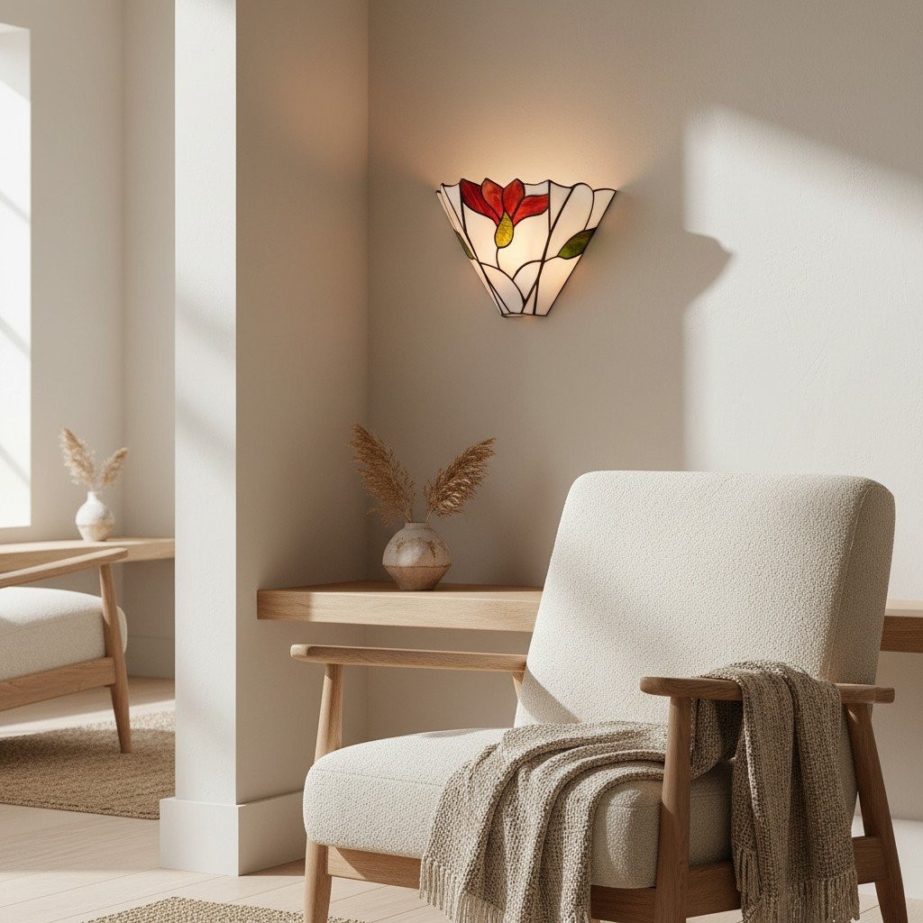 TF Botanica Stained Glass Floral Design Wall Light - Sconce For Hallway And Bedroom K1792