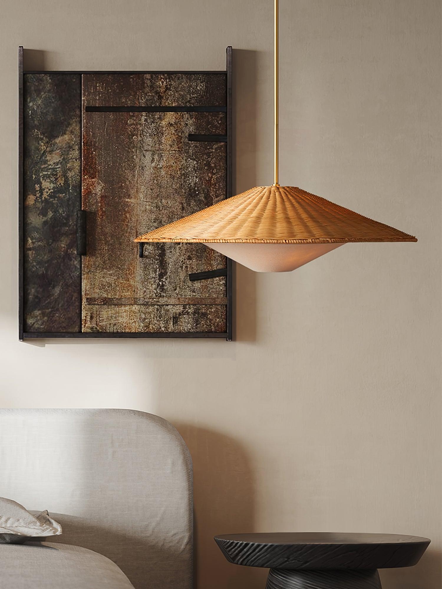 Rattan Hat Pendant Light Suitable For Living Room K612