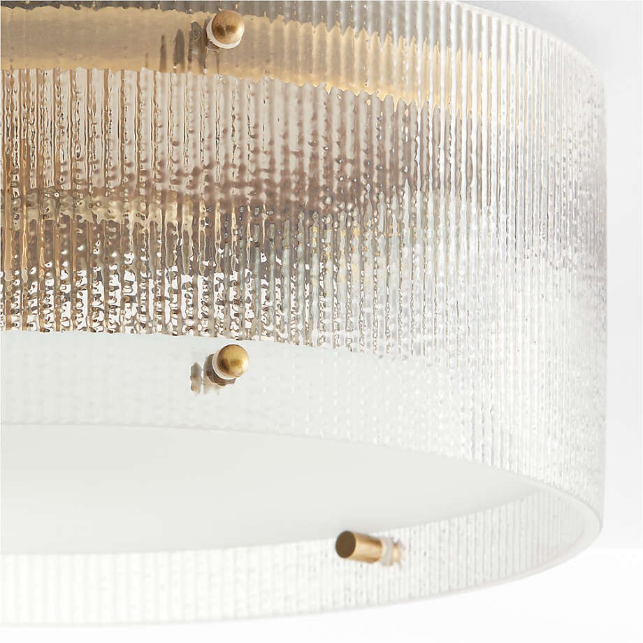 Glimmerove Round Ribbed Glass Ceiling Light - Metal Frame Flush Mount Lamp for Hallway K2259