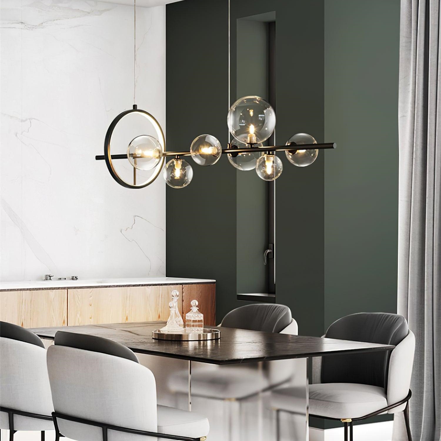 Linear Glass Globe Circle Island Pendant Lamp K124