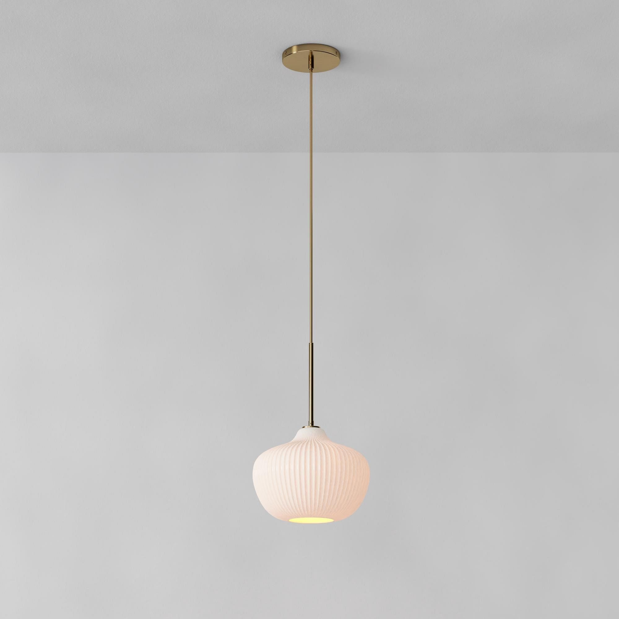 Rivrona Ribbed Pendant – Modern Ribbed Glass Light with Metal Finish K1405
