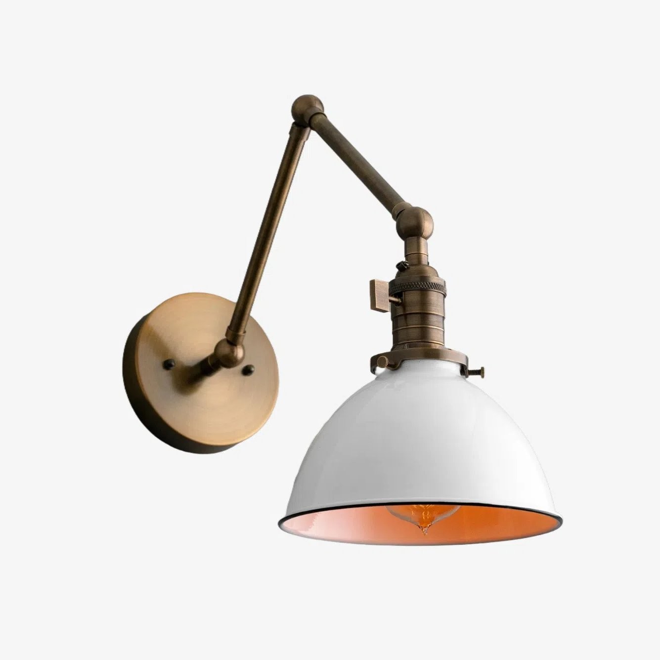 Conique Metal Vintage Industrial Swing Arm Wall Lamp - Adjustable Dome Shade for Study K1467