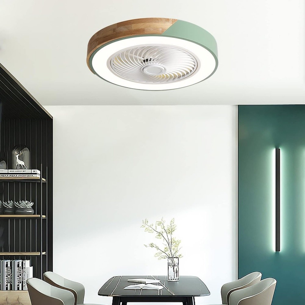 Scandinavian Wooden Round Led Ceiling Fan Light K1110