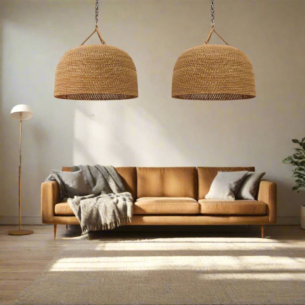 Natural Shadow Rattan Japandi Pendant Light D830
