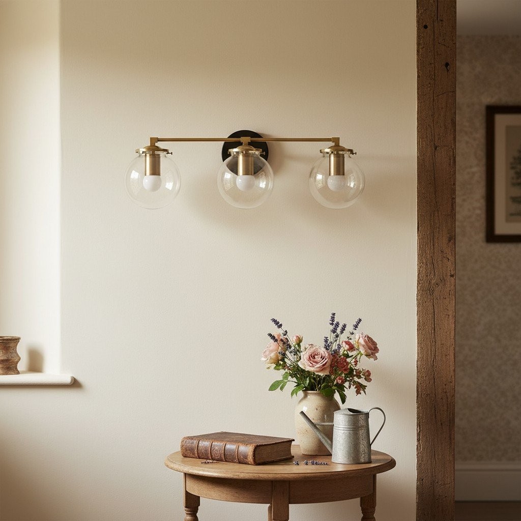 Glorica Glass 3 Shade Globe Vanity Light - Soft Bathroom Light Fixture K1453