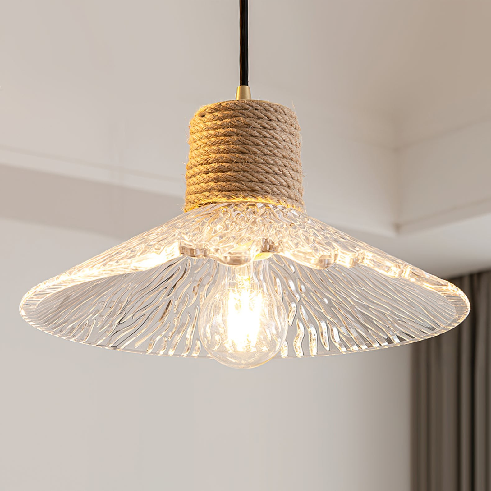 Hemp Rope Glass Pendant Lamp K1031