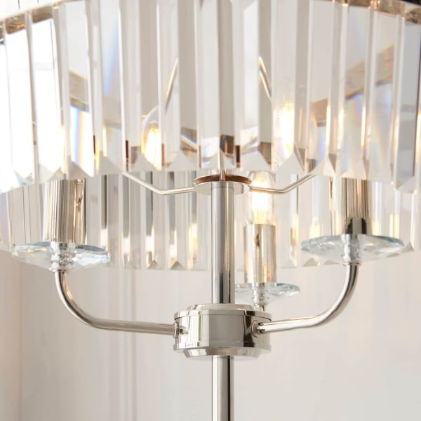 Beveline 3 Light Round Floor Lamp - Faceted Cut Glass Shades Classic Metal Finish For Living Rooms K1844