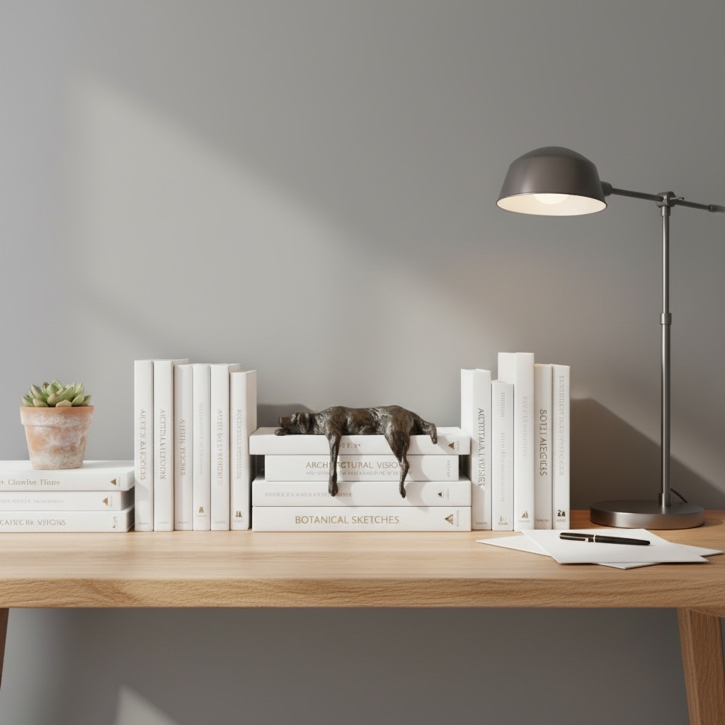 Floxo Artistic Desk and Shelf Figurine - Thinker and Lazy Dog Design for Bookshelves and Tables K2361