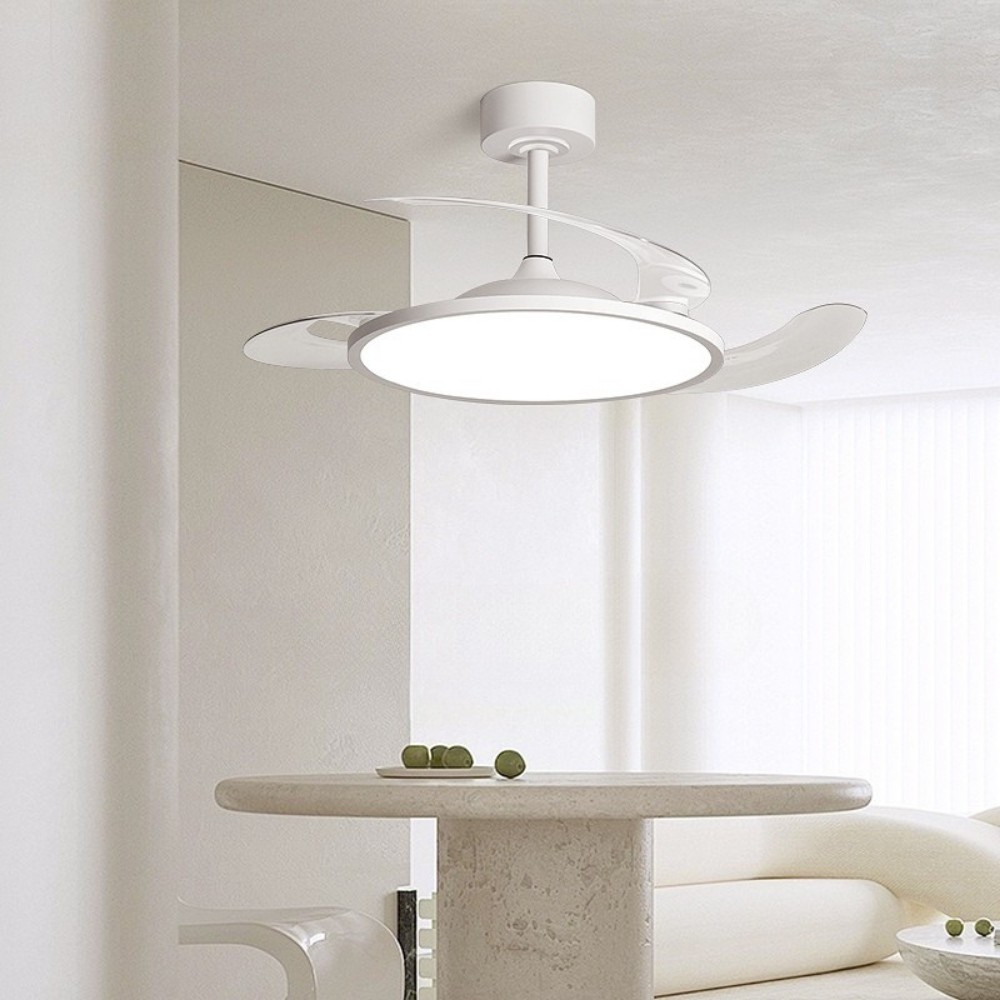 Modern White Round Led Invisible Ceiling Fan Light K1106