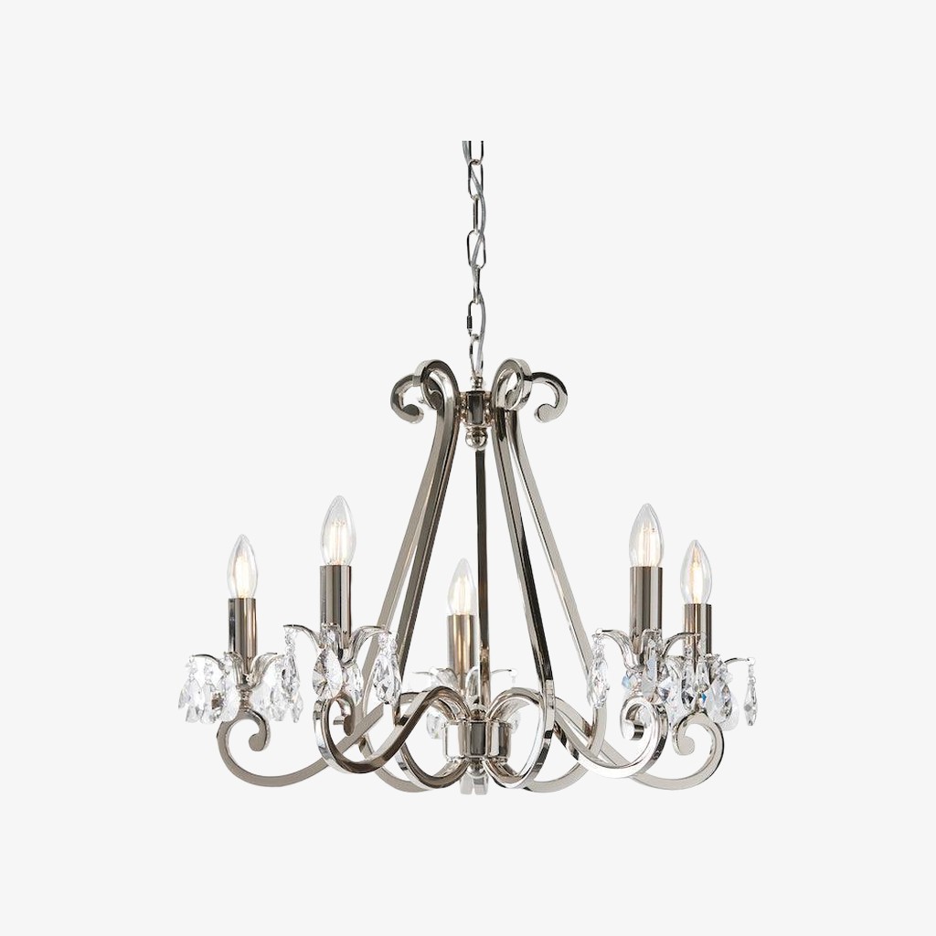 Talonis Crystal Chandelier - Traditional Candle-Style Brass and Nickel for Living Room and Dining Room K1930